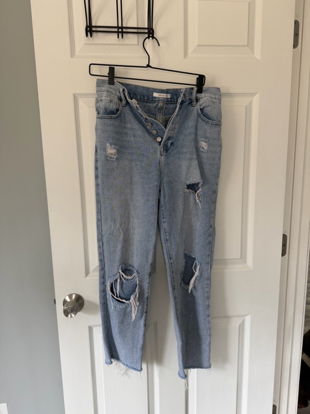 PacSun Light Blue Distressed Straight Leg Jeans